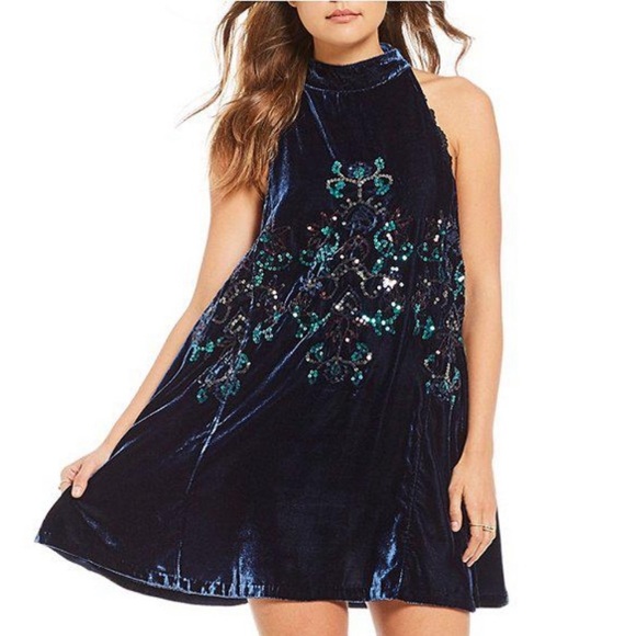 Free People Dresses & Skirts - NWT FP Jill’s Sequin Velvet Swing Mini Dress Sz S